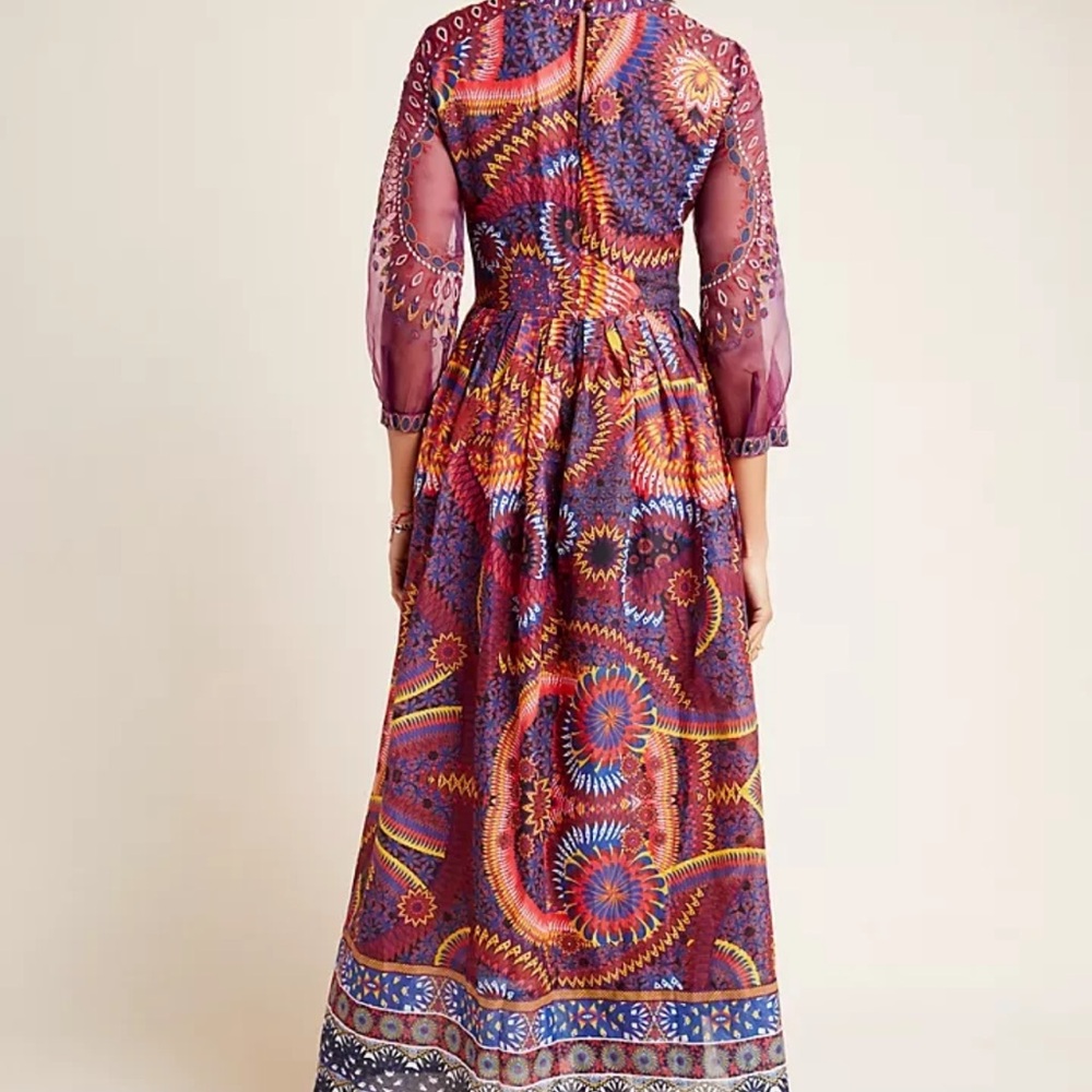 NWT Anthropologie Maren Embroidered Maxi Dress Size 4 Petite Sunset Motif Purple - Picture 5 of 16